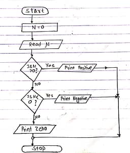 . WAP to calculate the given number is Positive of Negative in flowchart .